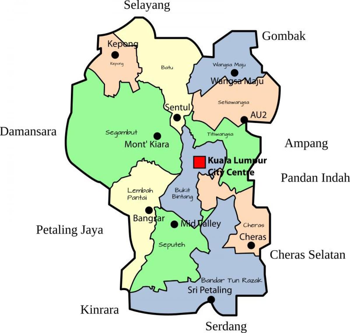 Kuala Lumpur (kl) Districts Map 